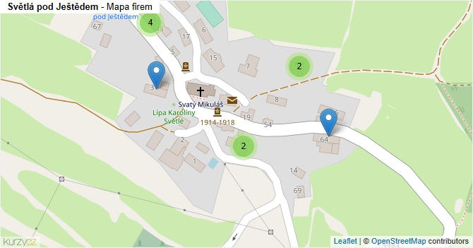Světlá pod Ještědem - mapa firem