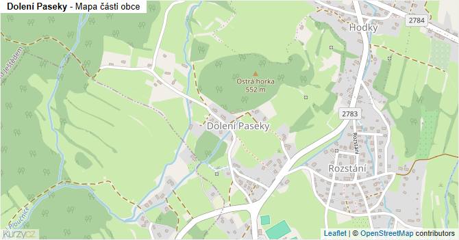 Dolení Paseky - mapa části obce
