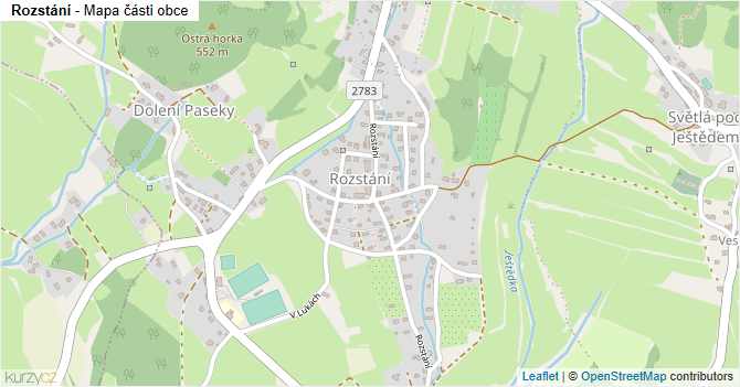 Rozstání - mapa části obce