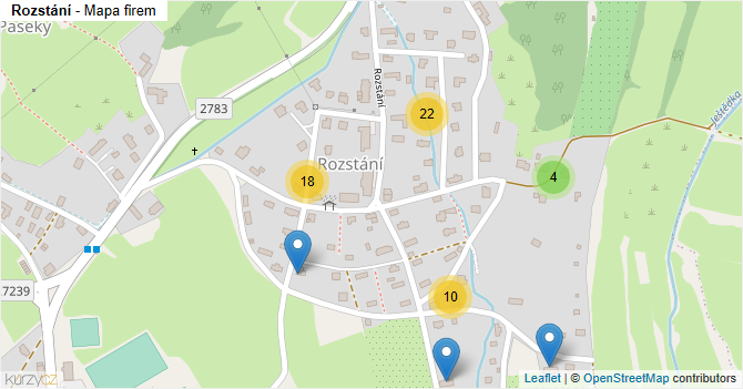 Rozstání - mapa firem