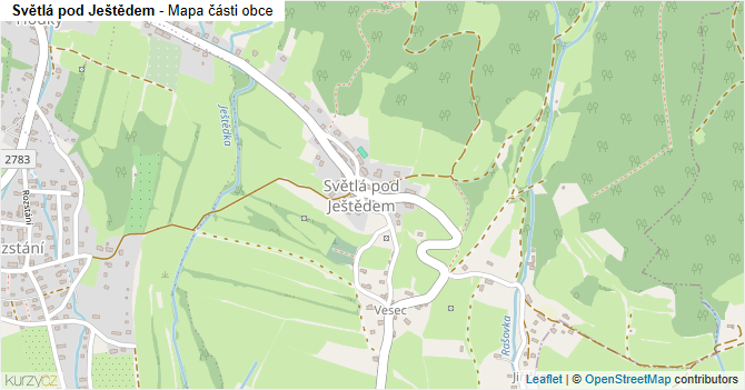 Světlá pod Ještědem - mapa části obce