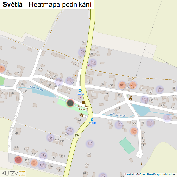 Mapa Světlá - Firmy v části obce.