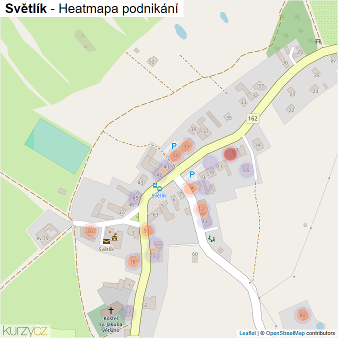 Mapa Světlík - Firmy v části obce.