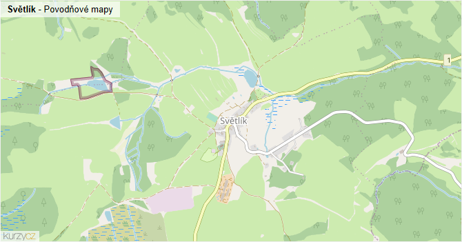 Světlík - záplavové mapy stoleté vody