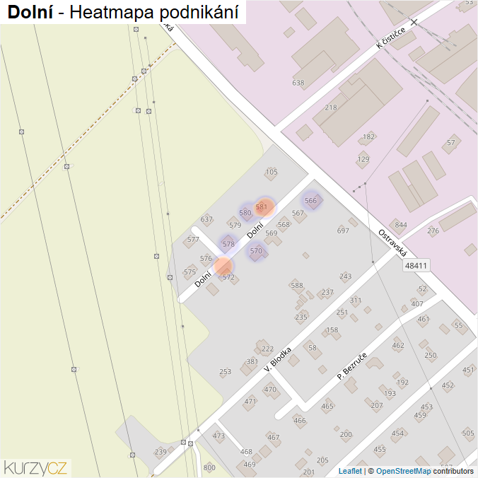 Mapa Dolní - Firmy v ulici.