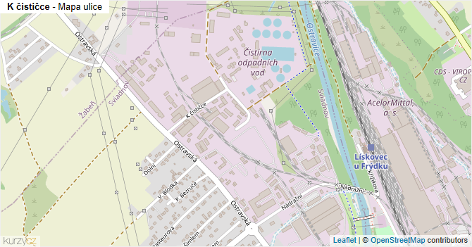 K čističce - mapa ulice