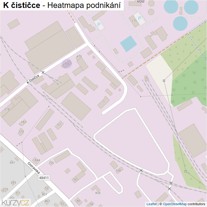 Mapa K čističce - Firmy v ulici.