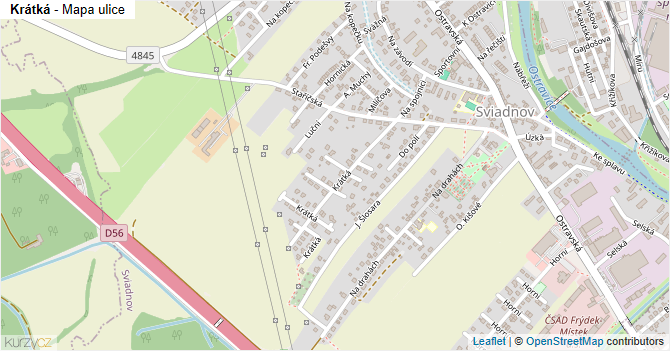 Krátká - mapa ulice