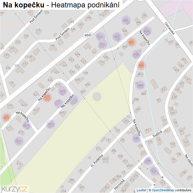 Mapa Na kopečku - Firmy v ulici.