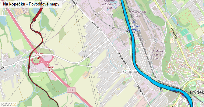 Na kopečku - záplavové mapy stoleté vody