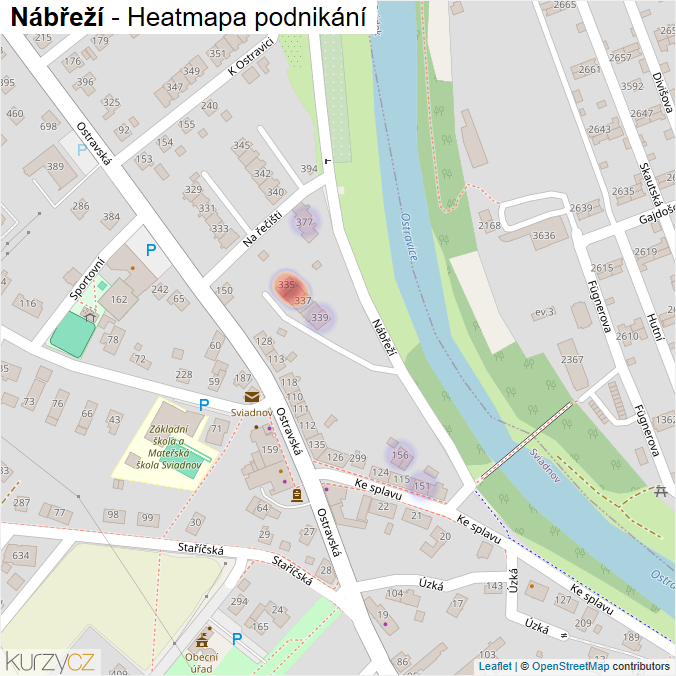 Mapa Nábřeží - Firmy v ulici.