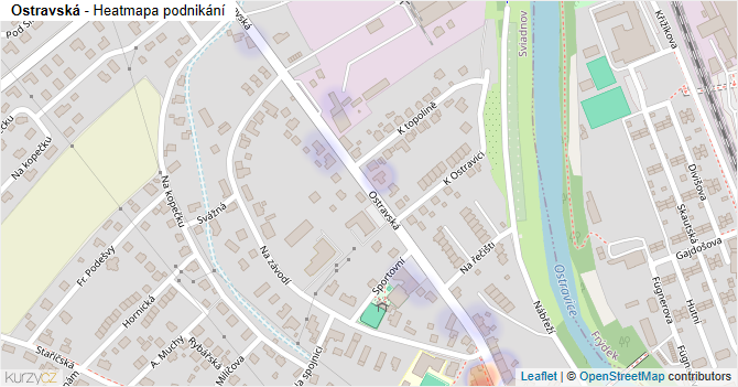 Ostravská - mapa podnikání