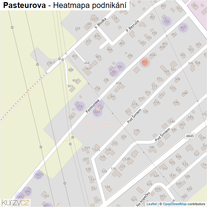 Mapa Pasteurova - Firmy v ulici.