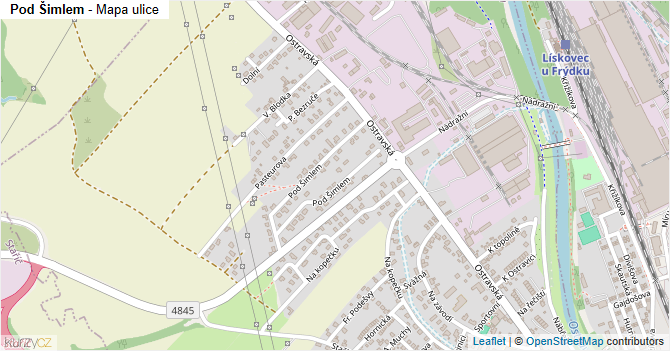 Pod Šimlem - mapa ulice