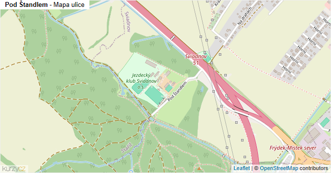 Pod Štandlem - mapa ulice