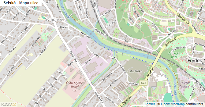 Selská - mapa ulice