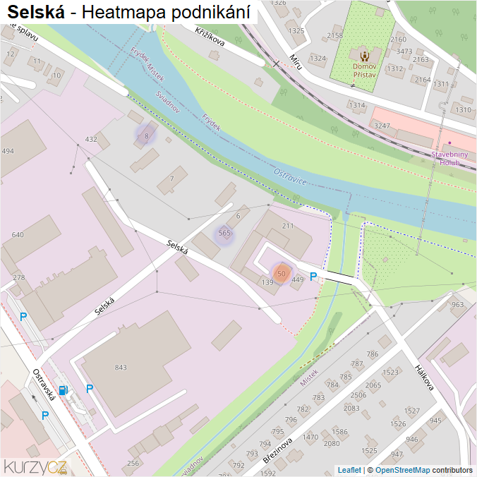 Mapa Selská - Firmy v ulici.