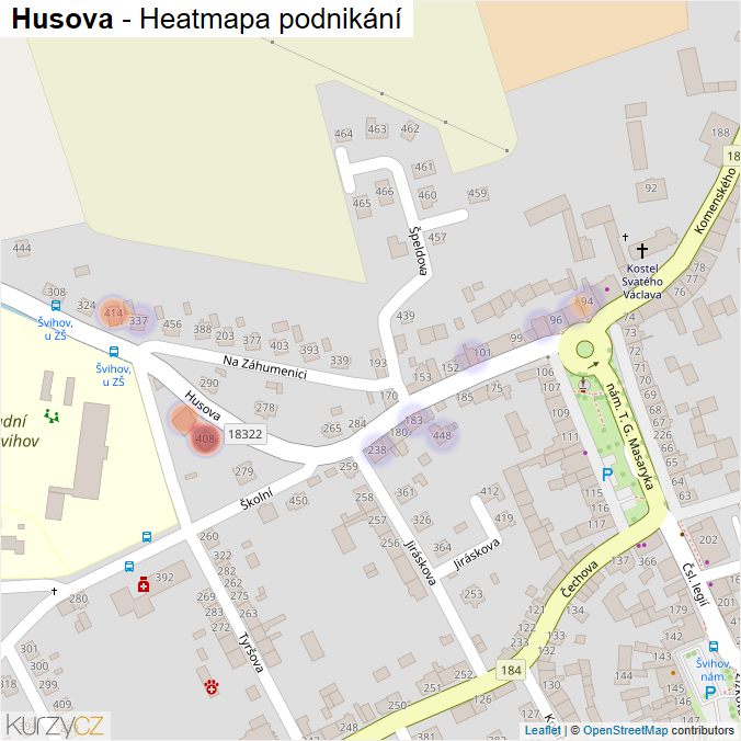Mapa Husova - Firmy v ulici.