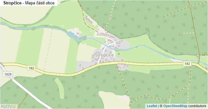 Stropčice - mapa části obce