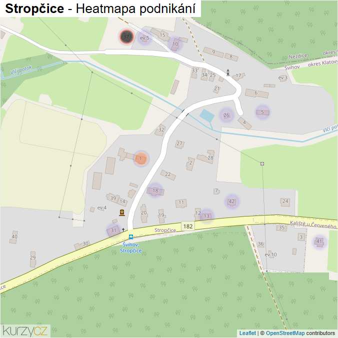 Mapa Stropčice - Firmy v části obce.