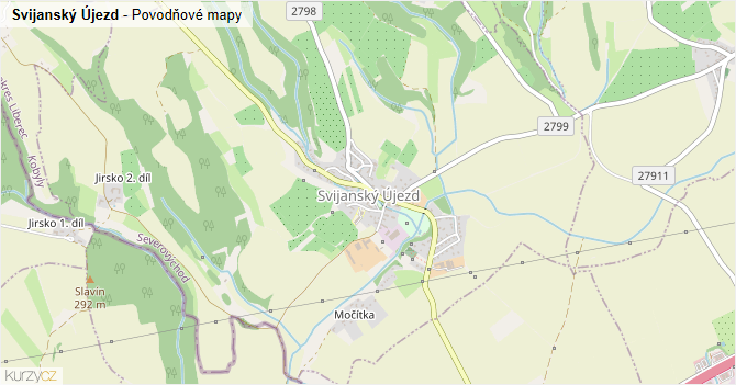Svijanský Újezd - záplavové mapy stoleté vody