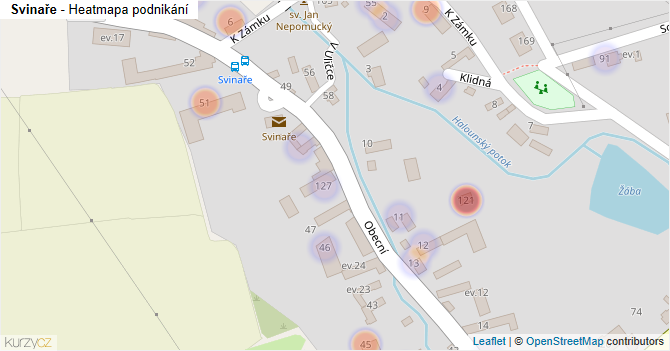 Svinaře - mapa podnikání