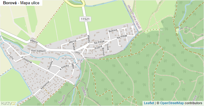 Borová - mapa ulice