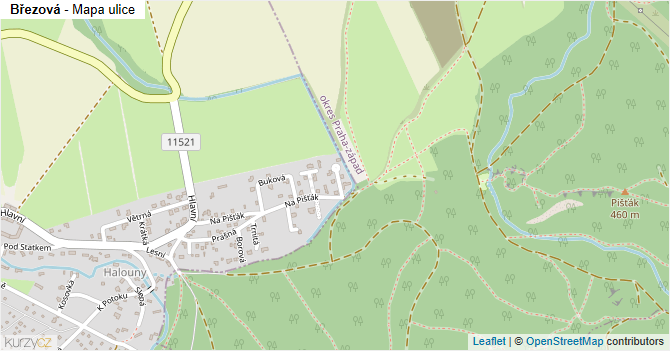 Březová - mapa ulice