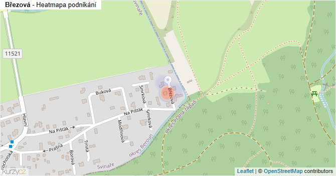 Březová - mapa podnikání