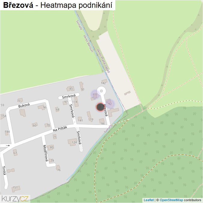 Mapa Březová - Firmy v ulici.