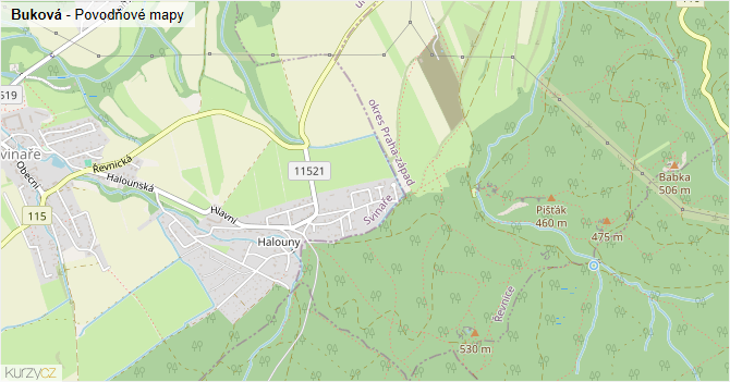 Buková - záplavové mapy stoleté vody