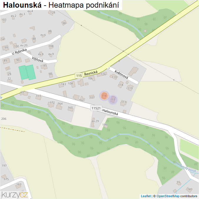 Mapa Halounská - Firmy v ulici.