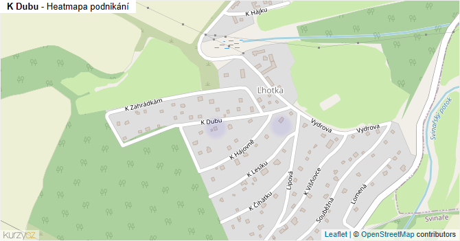 K Dubu - mapa podnikání