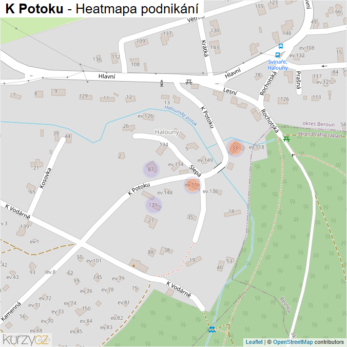 Mapa K Potoku - Firmy v ulici.