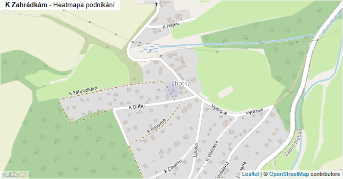 K Zahrádkám - mapa podnikání
