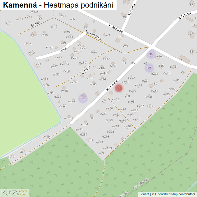 Mapa Kamenná - Firmy v ulici.