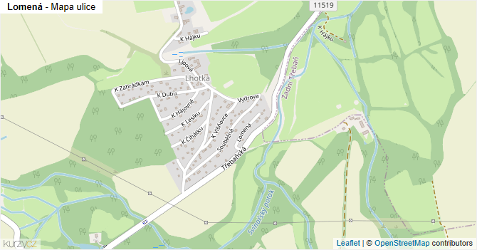 Lomená - mapa ulice