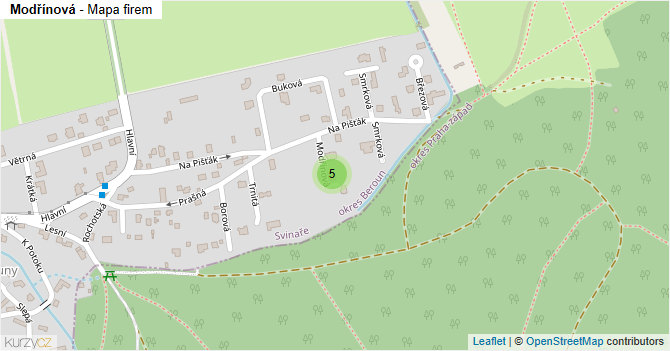 Modřínová - mapa firem