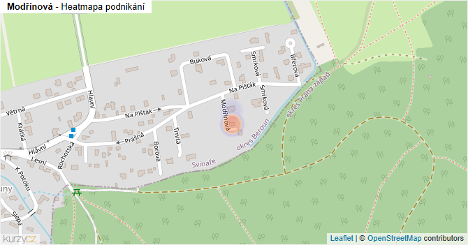 Modřínová - mapa podnikání