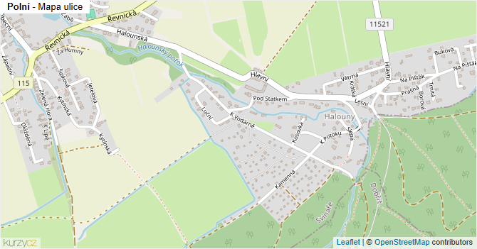 Polní - mapa ulice