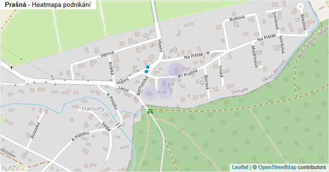 Prašná - mapa podnikání