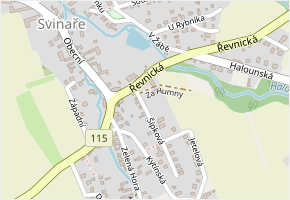 Řevnická v obci Svinaře - mapa ulice