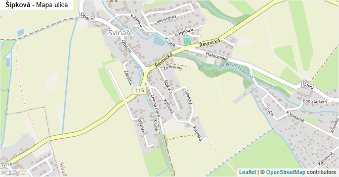 Šípková - mapa ulice