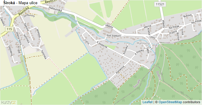 Široká - mapa ulice