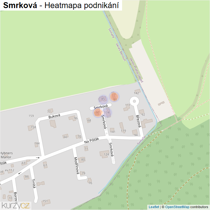 Mapa Smrková - Firmy v ulici.