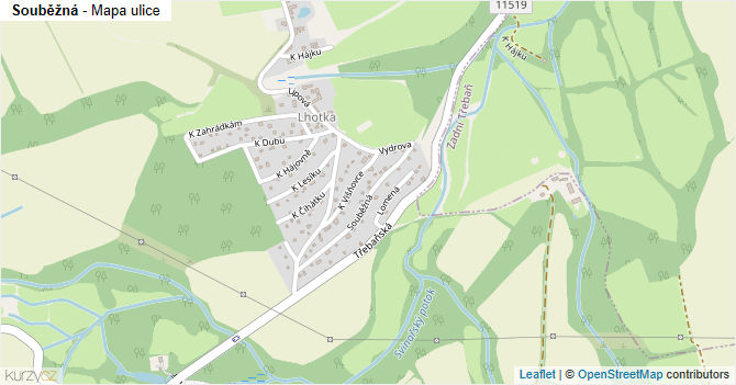 Souběžná - mapa ulice