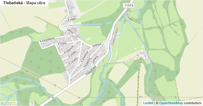 Třebaňská - mapa ulice