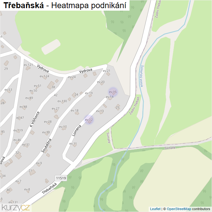 Mapa Třebaňská - Firmy v ulici.