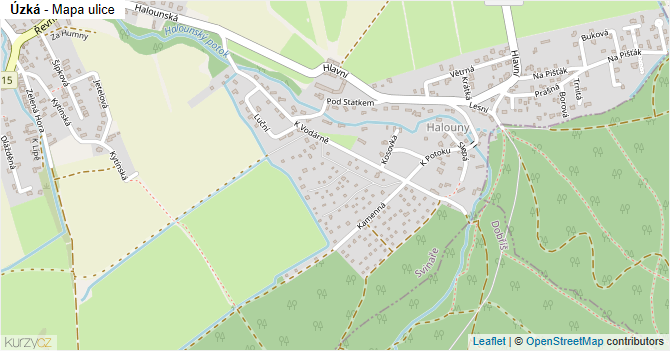 Úzká - mapa ulice