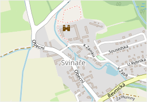 V Uličce v obci Svinaře - mapa ulice